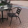 Flash Furniture Lila Commercial Metal Indoor-Outdoor Restaurant Stack Chairs with Faux Teak Back, Black, 4PK 4-TLH-017W-BK-GG